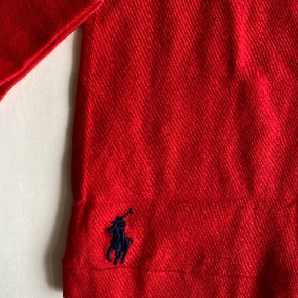 Polo Ralph Lauren Logo Custom Slim Fit Long Sleeve Graphic Crewneck T-Shirt Red - Picture 5 of 6